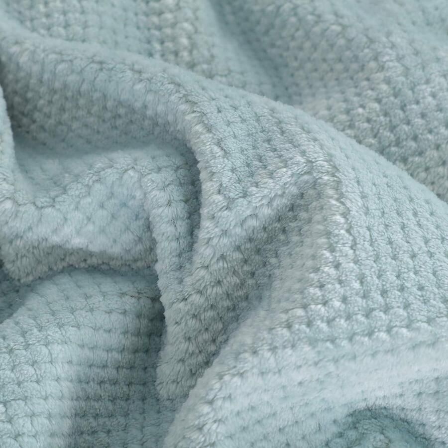 Wafel Sherpa Fleece Sprei Deken Super Zachte Fuzzy Warm Lichtgewicht Pluizige Omkeerbare Pluche Deken voor Bed Sofa Bank 150 cm × 200 cm Mint