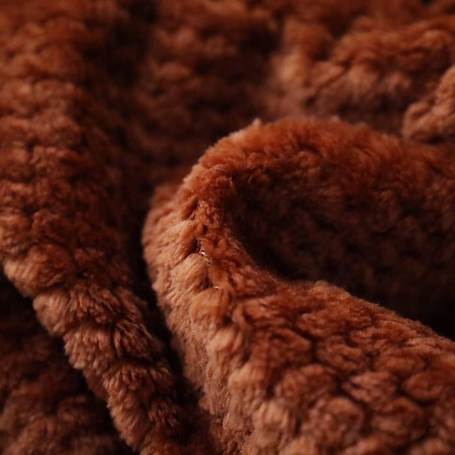 Wafel Sherpa fleecedeken superzacht wollig warm lichtgewicht omkeerbare pluche deken voor bed bank en bank 220 x 240 cm karamel