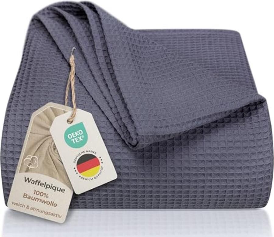 Wafelpiqué Sprei 180 x 220 cm Lichte Katoenen Deken voor Bed en Bank Luxe Wanddecoratie