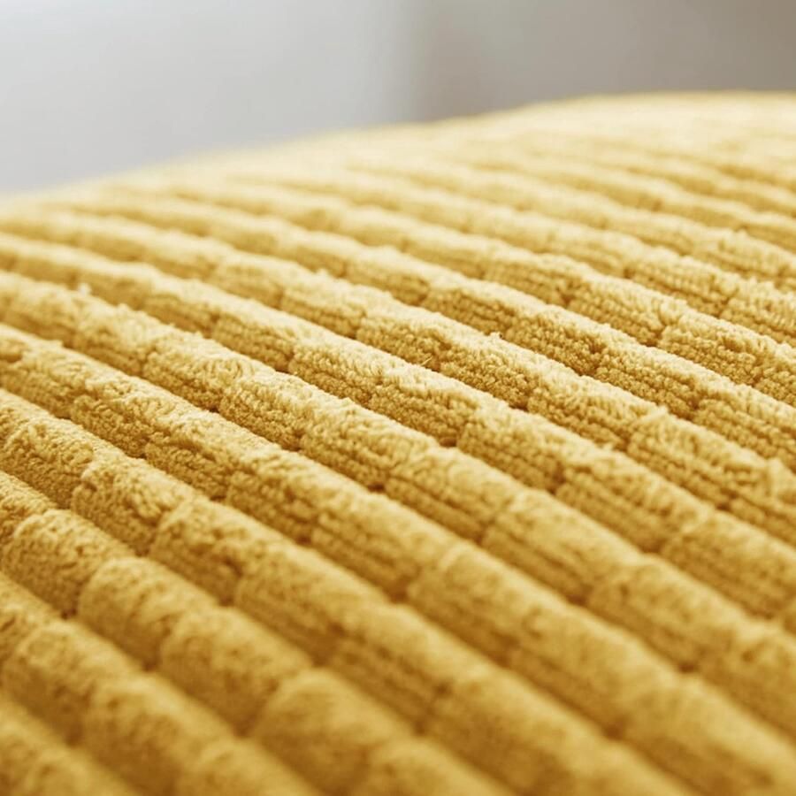 Wafelstructuur Corduroy Kussenhoezen (Set van 2) – 50x50 cm – Mosterdgeel – Zachte Duurzame Hoezen voor Bank Slaapkamer Auto en Meer Voeg Comfort en Stijl toe aan je Interieur!