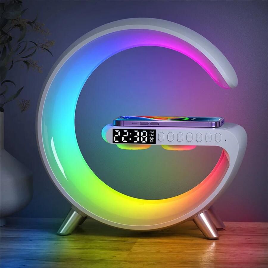 Wake-up light – Digitale wekker – Lichtwekker – Smart Clock – Smart wekker – Bureaulamp – Nachtlampje – Draadloze Oplader Wit