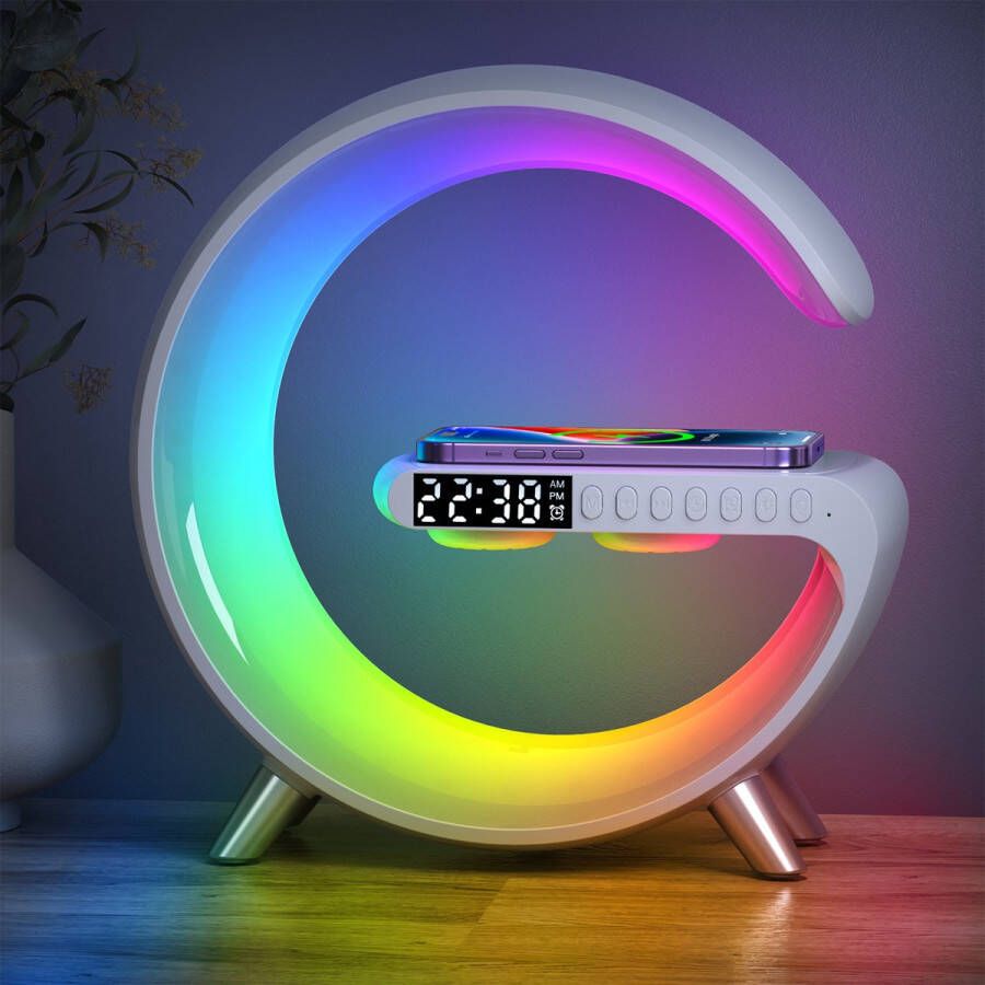 Wake up light Draadloze telefoon lader Bluetooth speaker Wekker Wireless charger Nacht lamp Bureau lamp LED Sfeerlamp Lichtwekker