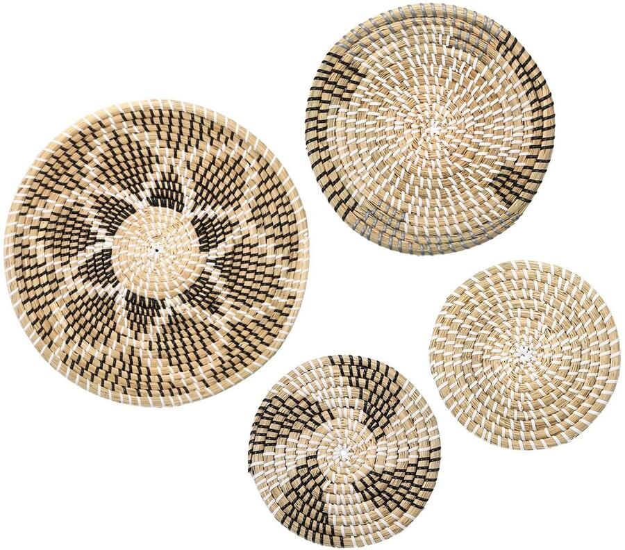 Wall Baskets for Wall Decoration Bohemian Wall Basket Decoration Set Straw Hanging Decoration Hanging Wall Hanging Wicker Wall Basket Willow Wall Decoration (Pack of 4)