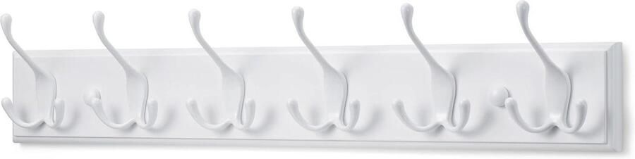 Wall Coat Rack White with 6 Hooks 59 cm