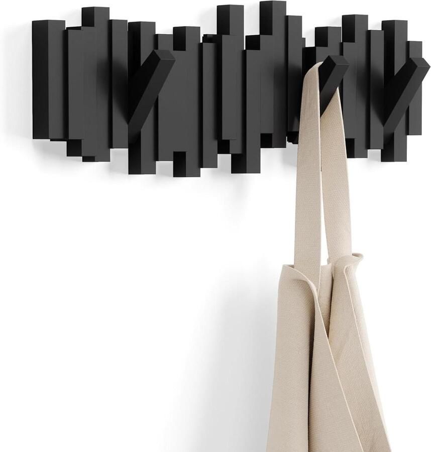 Wall Coat Rack with 5 Hooks Black