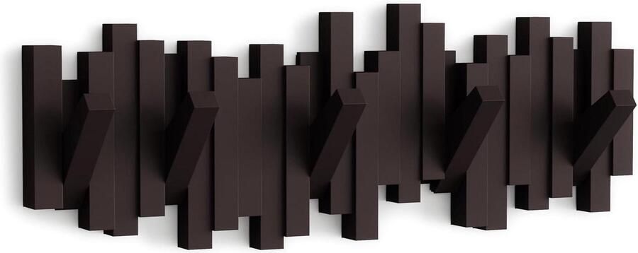 Wall coat rack with 5 hooks Espresso color halmeubel met kapstok