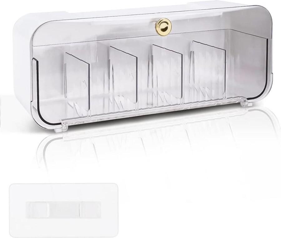 Wall Holder voor Ondergoed en Cosmetica 5 Compartimenten Muurbevestiging zonder Spijkers Verwijderbare Divider Wit Organisator voor Sokken Ondergoed Stropdassen Keukenkruiden (75 tekens)