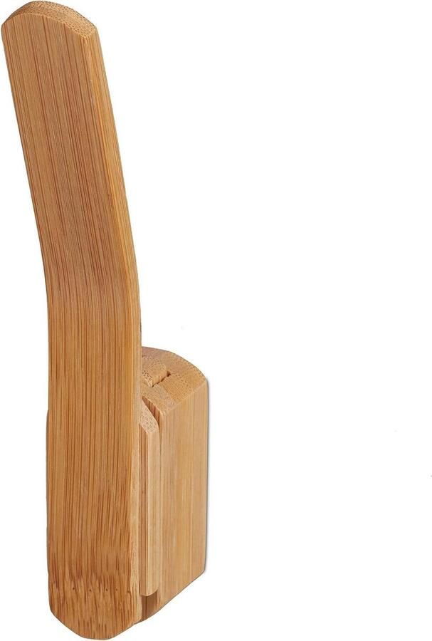 Wall Hook for Screwing Single Coat Hook Long Bathroom HBD: 15 x 2.5 x 5 cm Nature Bamboo