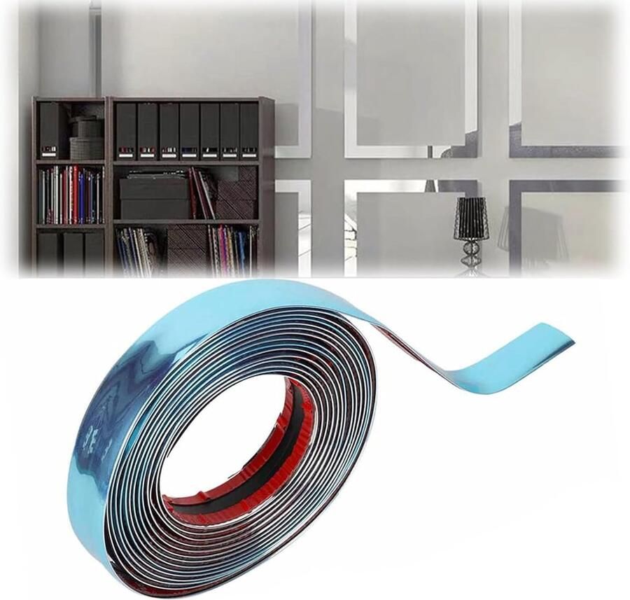 Wall Mouldings 5 m x 1.2 cm Flexible Self-Adhesive PVC Mirror Surface for Cabinet Mirror Frame Wall Border Home Decor