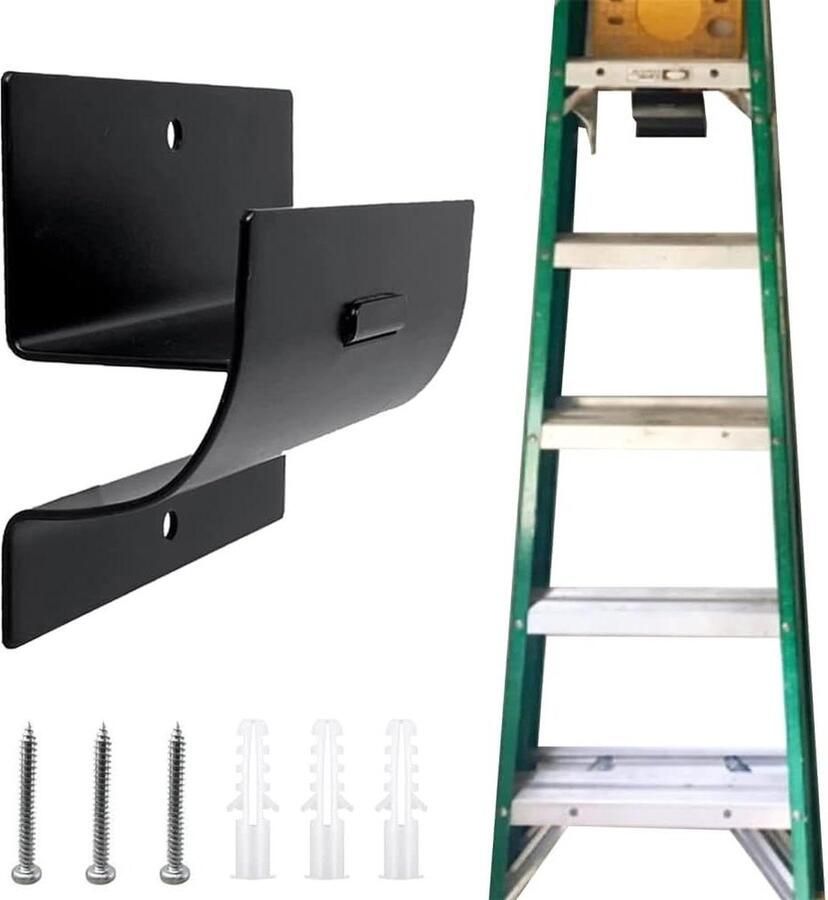 Wall Mounted Heavy Duty Garage Storage Hooks Ladder Organizer and Storage for Ladder Wheelbarrow Chair