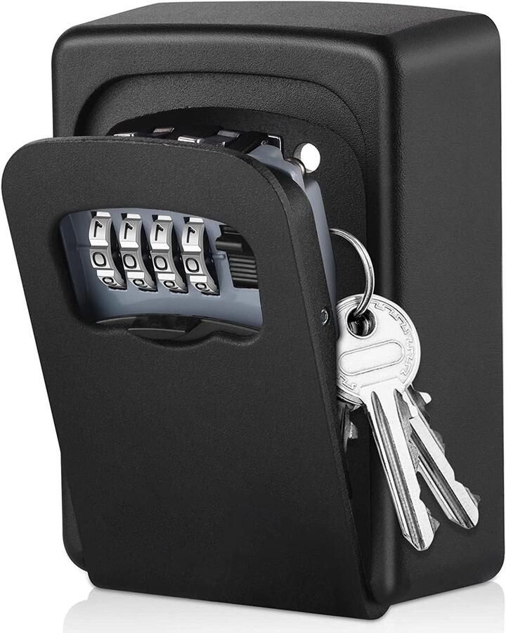 Wall Mounted Key Box for Home Waterproof and Security Lock Box Large Capacity Outdoor Key Safe Cabinet for Spare House Keys in Black