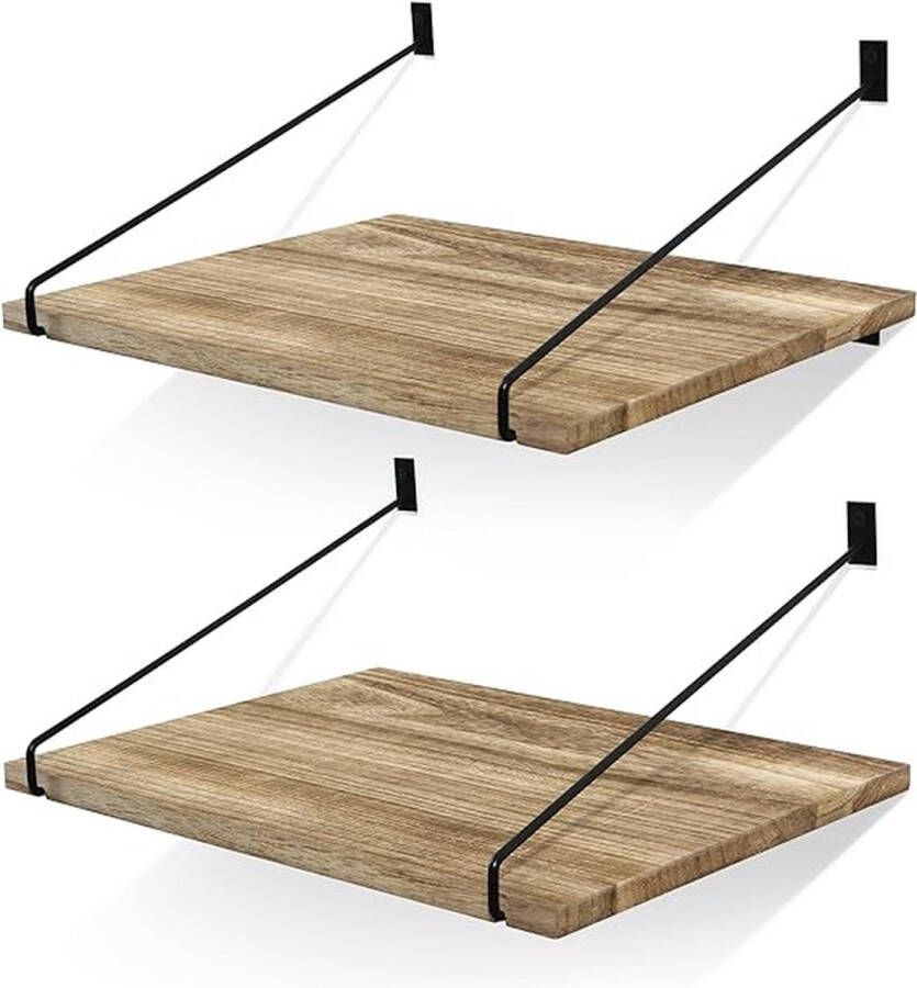 Wandrek zwevend hout set van 2 hangplanken rustieke zwevende planken projectorrek groot opbergrek voor keuken badkamer slaapkamer woonkamer hal