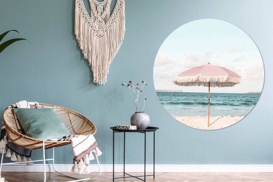 StickerSnake WallCircle Muurstickers Behangcirkel Parasol Strand Zee Wolken ⌀ 120 cm Muurcirkel Zelfklevend Ronde Behangsticker XXL