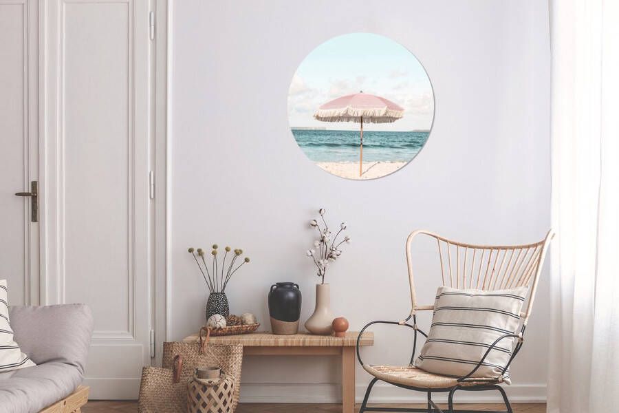 StickerSnake WallCircle Muurstickers Behangcirkel Parasol Strand Zee Wolken ⌀ 120 cm Muurcirkel Zelfklevend Ronde Behangsticker XXL - Foto 2