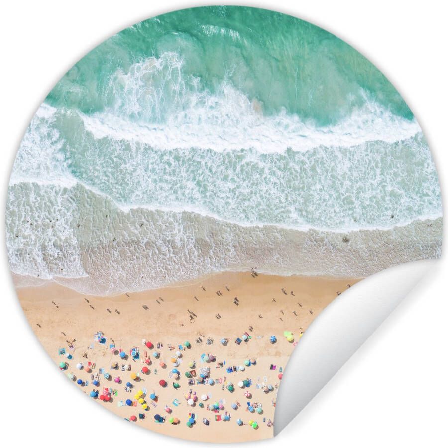 StickerSnake WallCircle Muurstickers Behangcirkel Zee Strand Parasols Water Zomer 100x100 cm Muurcirkel Zelfklevend Ronde Behangsticker XXL