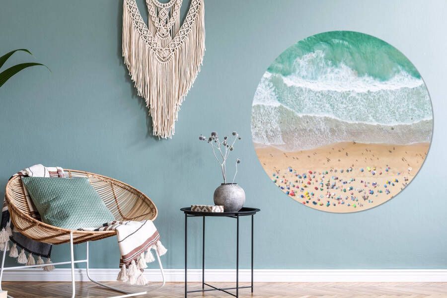StickerSnake WallCircle Muurstickers Behangcirkel Zee Strand Parasols Water Zomer 100x100 cm Muurcirkel Zelfklevend Ronde Behangsticker XXL - Foto 2