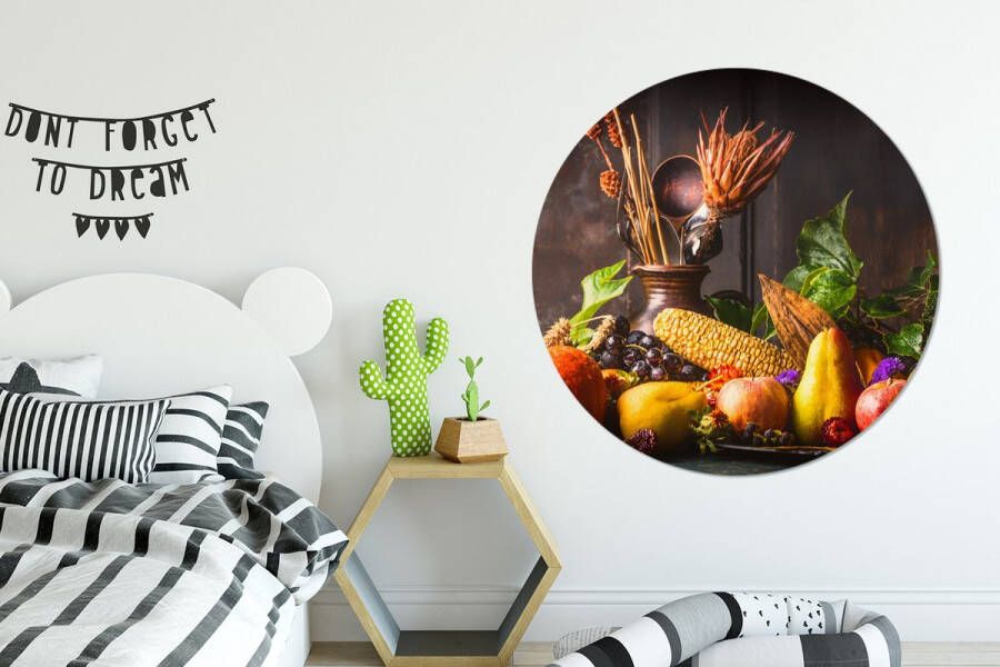 WallCircle Wandcirkel ⌀ 120 Groente Fruit Rustiek Tafel Ronde schilderijen woonkamer Wandbord rond Muurdecoratie cirkel Kamer decoratie binnen Wanddecoratie muurcirkel Woonaccessoires XXL