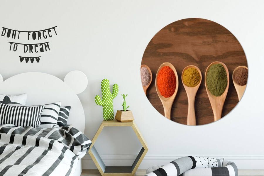 WallCircle Wandcirkel ⌀ 120 Pollepel Kruiden Eten Specerijen Tafel Ronde schilderijen woonkamer Wandbord rond Muurdecoratie cirkel Kamer decoratie binnen Wanddecoratie muurcirkel Woonaccessoires XXL