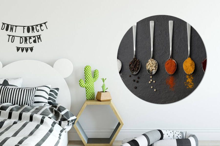 WallCircle Wandcirkel ⌀ 120 Specerijen Lepels Tafel Rustiek Kruiden Ronde schilderijen woonkamer Wandbord rond Muurdecoratie cirkel Kamer decoratie binnen Wanddecoratie muurcirkel Woonaccessoires XXL