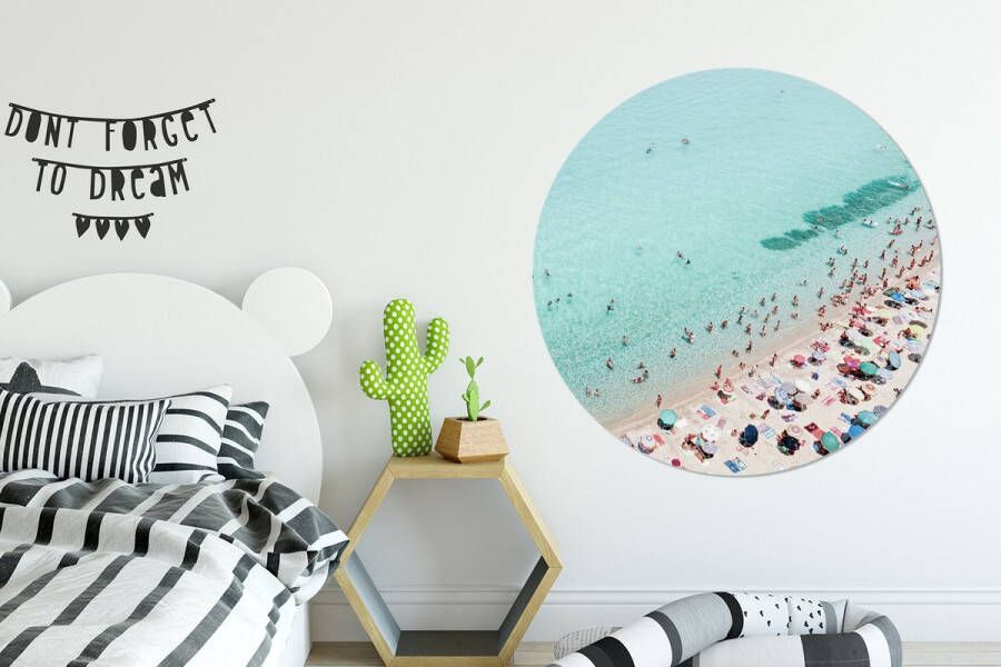 WallCircle Wandcirkel ⌀ 120 Zee Strand Parasols Blauw Zomer Ronde schilderijen woonkamer Wandbord rond Muurdecoratie cirkel Kamer decoratie binnen Wanddecoratie muurcirkel Woonaccessoires XXL - Foto 2