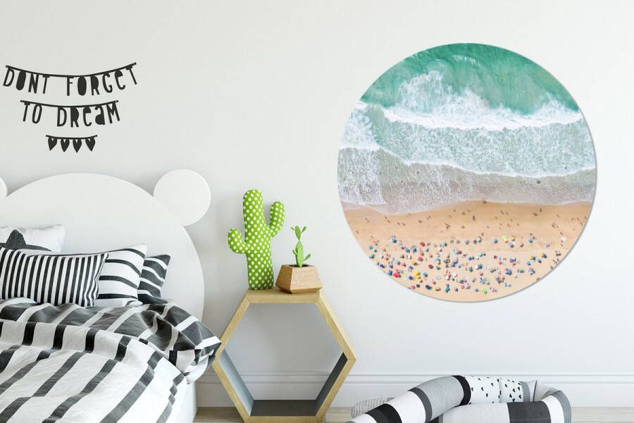 WallCircle Wandcirkel ⌀ 120 Zee Strand Parasols Water Zomer Ronde schilderijen woonkamer Wandbord rond Muurdecoratie cirkel Kamer decoratie binnen Wanddecoratie muurcirkel Woonaccessoires XXL - Foto 2