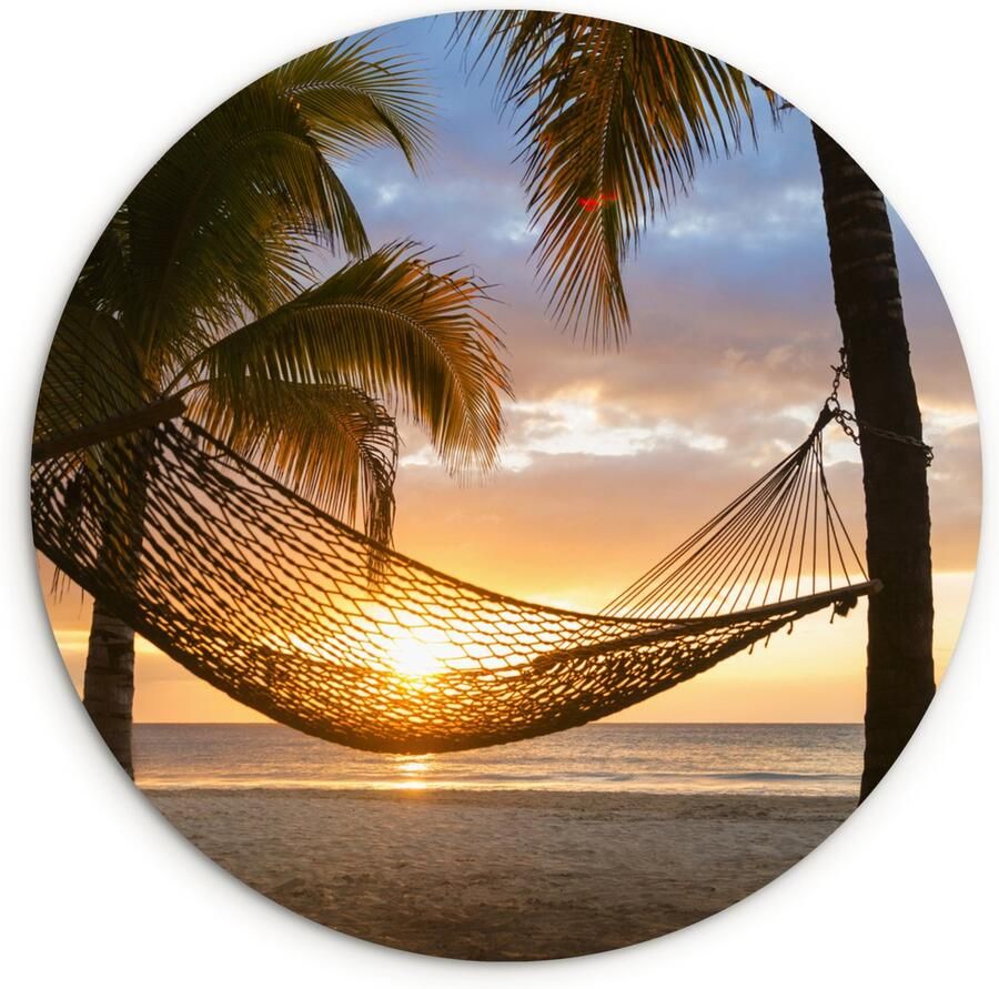 WallCircle Wandcirkel ⌀ 30 Hangmat Zand Zon Ronde schilderijen woonkamer Wandbord rond Muurdecoratie cirkel Kamer decoratie binnen Wanddecoratie muurcirkel Woonaccessoires