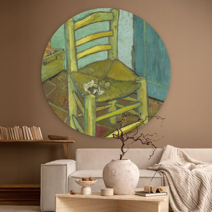 WallCircle Wandcirkel ⌀ 150 Vincents stoel Vincent van Gogh Ronde schilderijen woonkamer Wandbord rond Muurdecoratie cirkel Kamer decoratie binnen Wanddecoratie muurcirkel Woonaccessoires - Foto 2