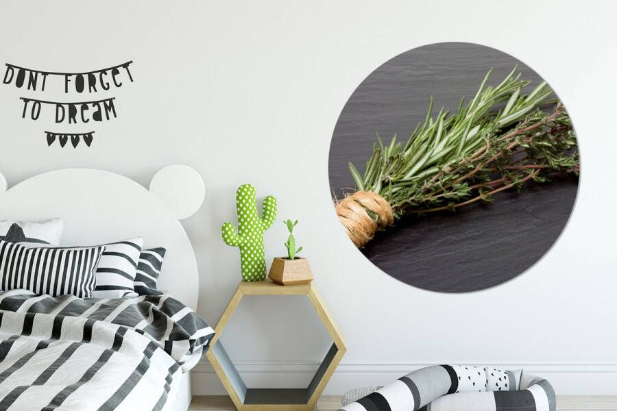 WallCircle Wandcirkel 120x120 Tijm Kruiden Groen Tafel Keuken Steen Ronde schilderijen woonkamer Wandbord rond Muurdecoratie cirkel Kamer decoratie binnen Wanddecoratie muurcirkel Woonaccessoires XXL