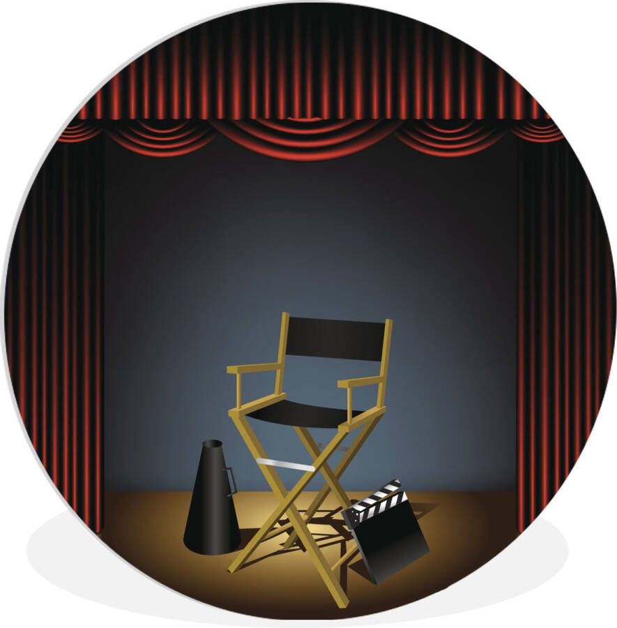 WallCircle Wandcirkel ⌀ 140 Een illustratie van een stoel van de regisseur in Hollywood Ronde schilderijen woonkamer Wandbord rond Muurdecoratie cirkel Kamer decoratie binnen Wanddecoratie muurcirkel Woonaccessoires