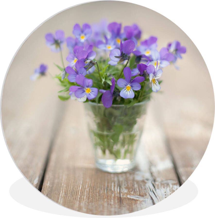 WallCircle Wandcirkel ⌀ 140 Stilleven van een boeket viooltjes op een tafel Ronde schilderijen woonkamer Wandbord rond Muurdecoratie cirkel Kamer decoratie binnen Wanddecoratie muurcirkel Woonaccessoires