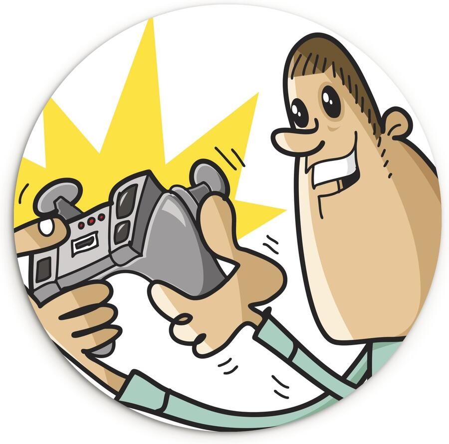WallCircle Wandcirkel ⌀ 150 Gamer Controller Stoel Illustratie Ronde schilderijen woonkamer Wandbord rond Muurdecoratie cirkel Kamer decoratie binnen Wanddecoratie muurcirkel Woonaccessoires