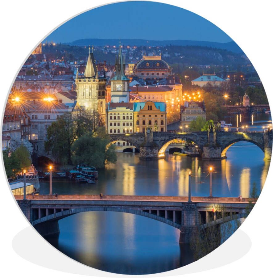 WallCircle Wandcirkel ⌀ 150 Praag Lamp Architectuur Ronde schilderijen woonkamer Wandbord rond Muurdecoratie cirkel Kamer decoratie binnen Wanddecoratie muurcirkel Woonaccessoires