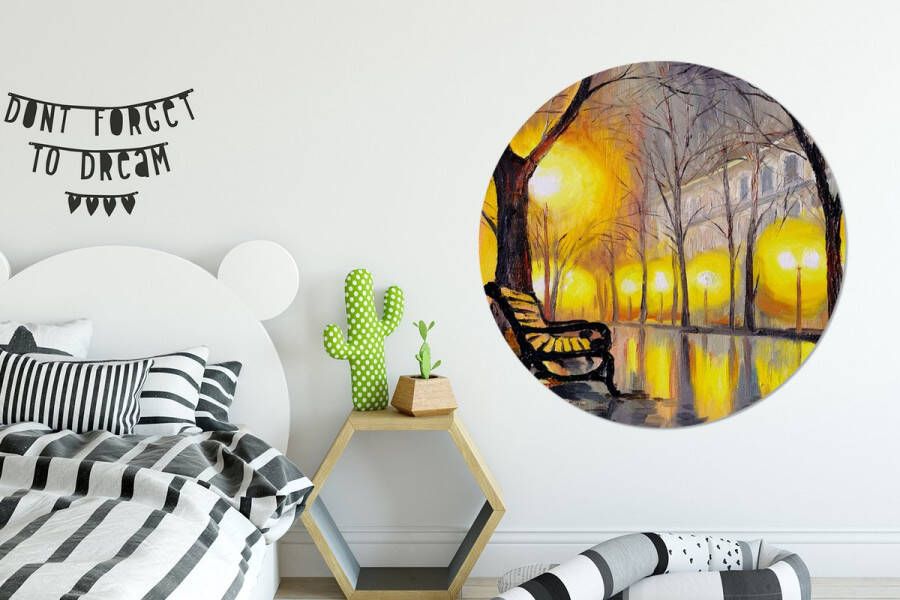 WallCircle Wandcirkel ⌀ 150 Schilderij Bank Water Licht Olieverf Ronde schilderijen woonkamer Wandbord rond Muurdecoratie cirkel Kamer decoratie binnen Wanddecoratie muurcirkel Woonaccessoires