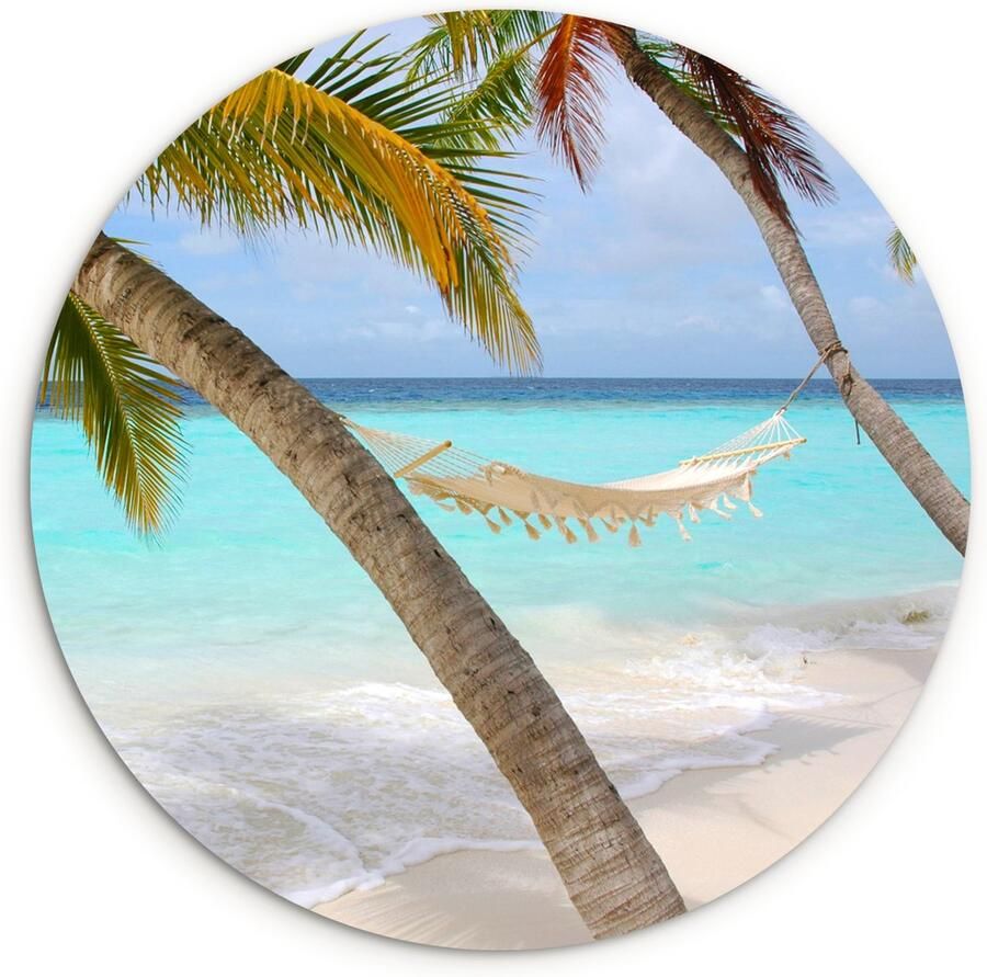 WallCircle Wandcirkel ⌀ 140 Hangmat Zee Strand Ronde schilderijen woonkamer Wandbord rond Muurdecoratie cirkel Kamer decoratie binnen Wanddecoratie muurcirkel Woonaccessoires