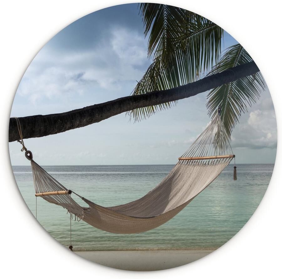 WallCircle Wandcirkel ⌀ 150 Hangmat Palmboom Zee Ronde schilderijen woonkamer Wandbord rond Muurdecoratie cirkel Kamer decoratie binnen Wanddecoratie muurcirkel Woonaccessoires