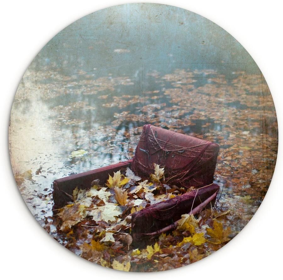WallCircle Wandcirkel ⌀ 120 Herfstbladeren Stoel Water Ronde schilderijen woonkamer Wandbord rond Muurdecoratie cirkel Kamer decoratie binnen Wanddecoratie muurcirkel Woonaccessoires XXL