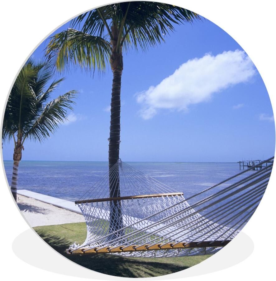 WallCircle Wandcirkel ⌀ 30 Zee Hangmat Palmboom Ronde schilderijen woonkamer Wandbord rond Muurdecoratie cirkel Kamer decoratie binnen Wanddecoratie muurcirkel Woonaccessoires