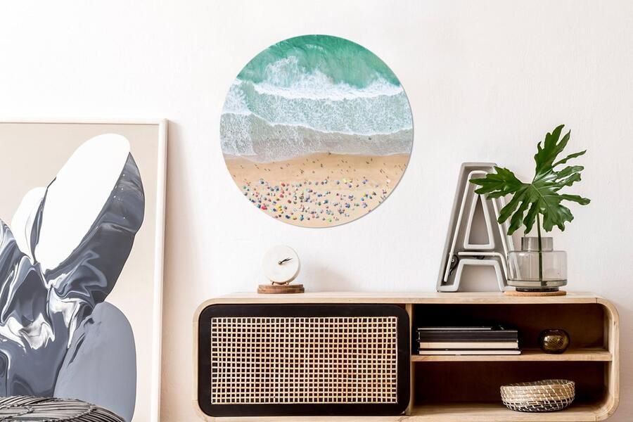 WallCircle Wandcirkel ⌀ 30 Zee Strand Parasols Water Zomer Ronde schilderijen woonkamer Wandbord rond Muurdecoratie cirkel Kamer decoratie binnen Wanddecoratie muurcirkel Woonaccessoires - Foto 3