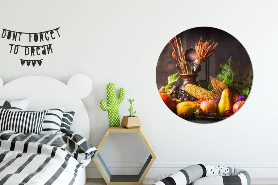 WallCircle Wandcirkel ⌀ 90 Groente Fruit Rustiek Tafel Ronde schilderijen woonkamer Wandbord rond Muurdecoratie cirkel Kamer decoratie binnen Wanddecoratie muurcirkel Woonaccessoires