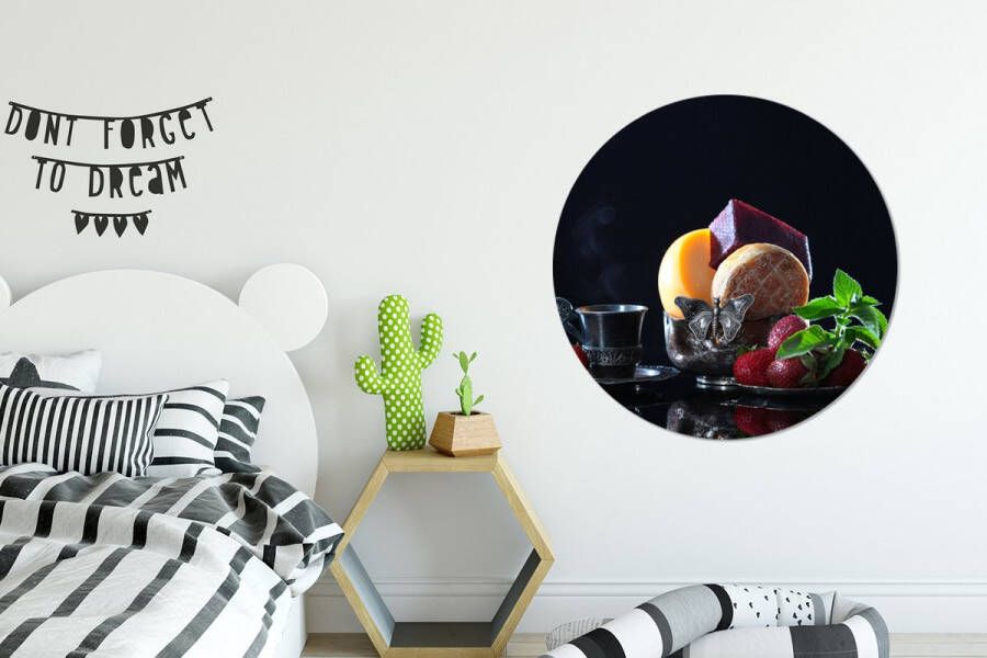 WallCircle Wandcirkel ⌀ 90 Rustiek Fruit Kaas Tafel Stilleven Ronde schilderijen woonkamer Wandbord rond Muurdecoratie cirkel Kamer decoratie binnen Wanddecoratie muurcirkel Woonaccessoires