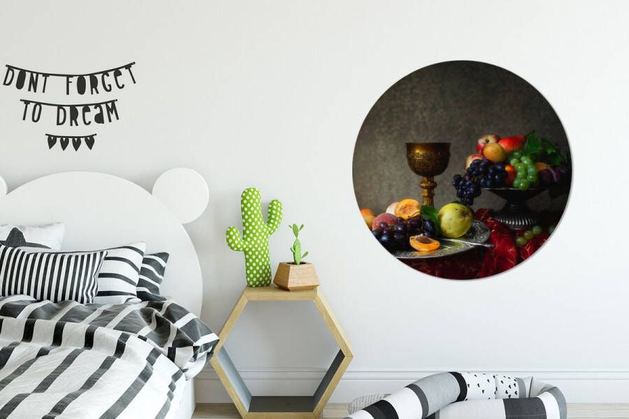 WallCircle Wandcirkel ⌀ 90 Rustiek Tafel Fruit Stilleven Beker Ronde schilderijen woonkamer Wandbord rond Muurdecoratie cirkel Kamer decoratie binnen Wanddecoratie muurcirkel Woonaccessoires