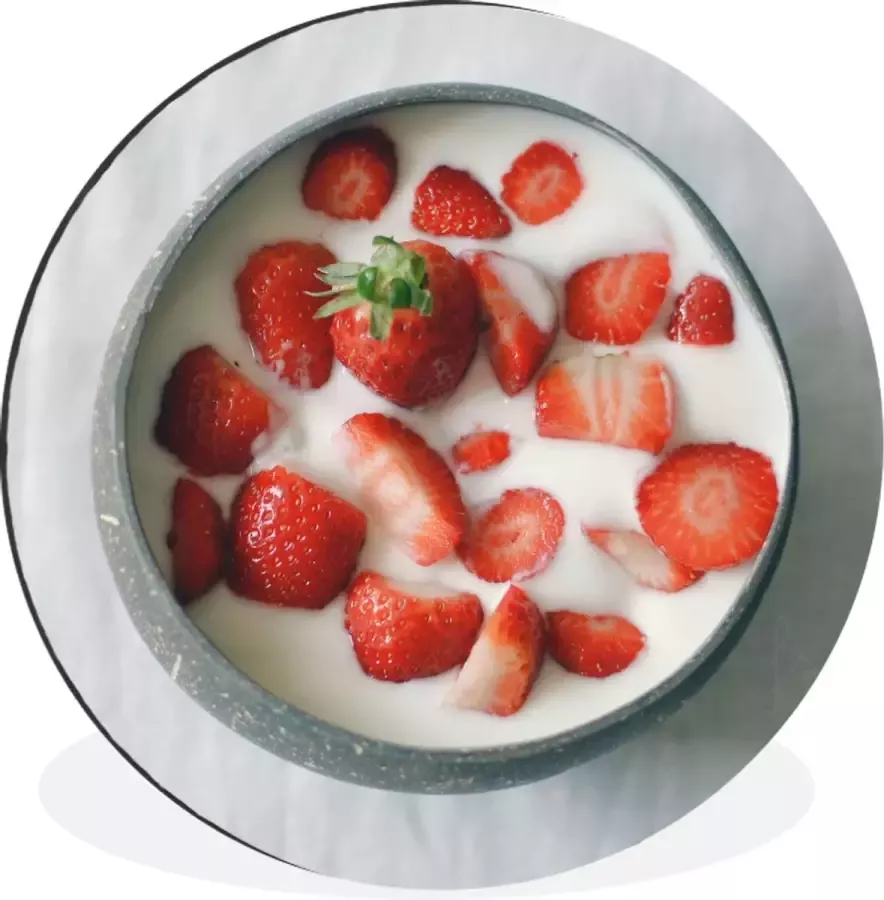 WallCircle Wandcirkel Muurcirkel Aardbei Kom Tafel Aluminium Dibond ⌀ 60 cm Binnen en Buiten