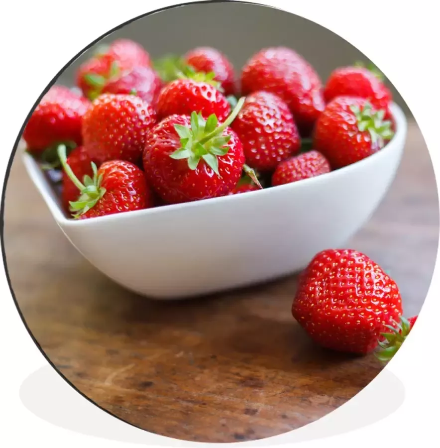 WallCircle Wandcirkel Muurcirkel Aardbei Tafel Kom Aluminium Dibond ⌀ 90 cm Binnen en Buiten