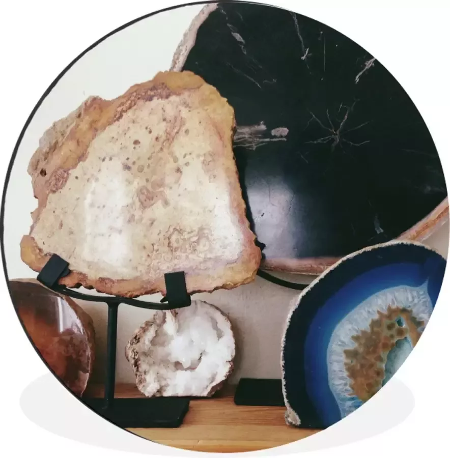 WallCircle Wandcirkel Muurcirkel Agaat collectie op een bureau Aluminium Dibond ⌀ 30 cm Binnen en Buiten