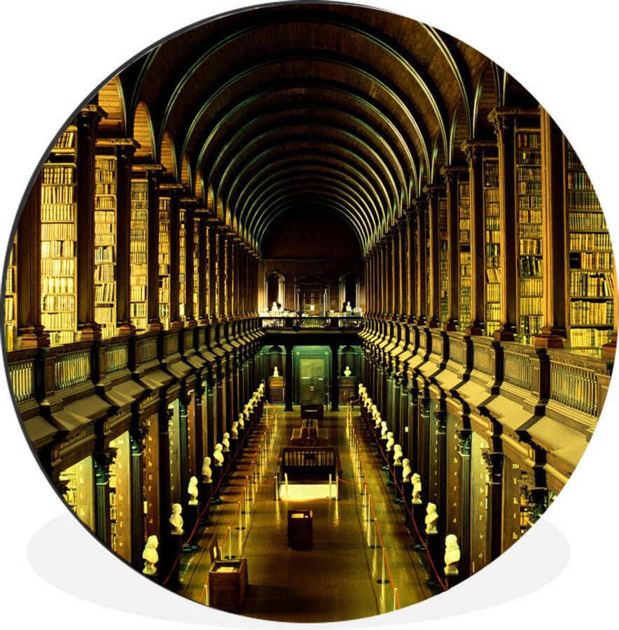WallCircle Wandcirkel Muurcirkel Bibliotheek van het Trinity College in Ierland Aluminium Dibond ⌀ 60 cm Binnen en Buiten