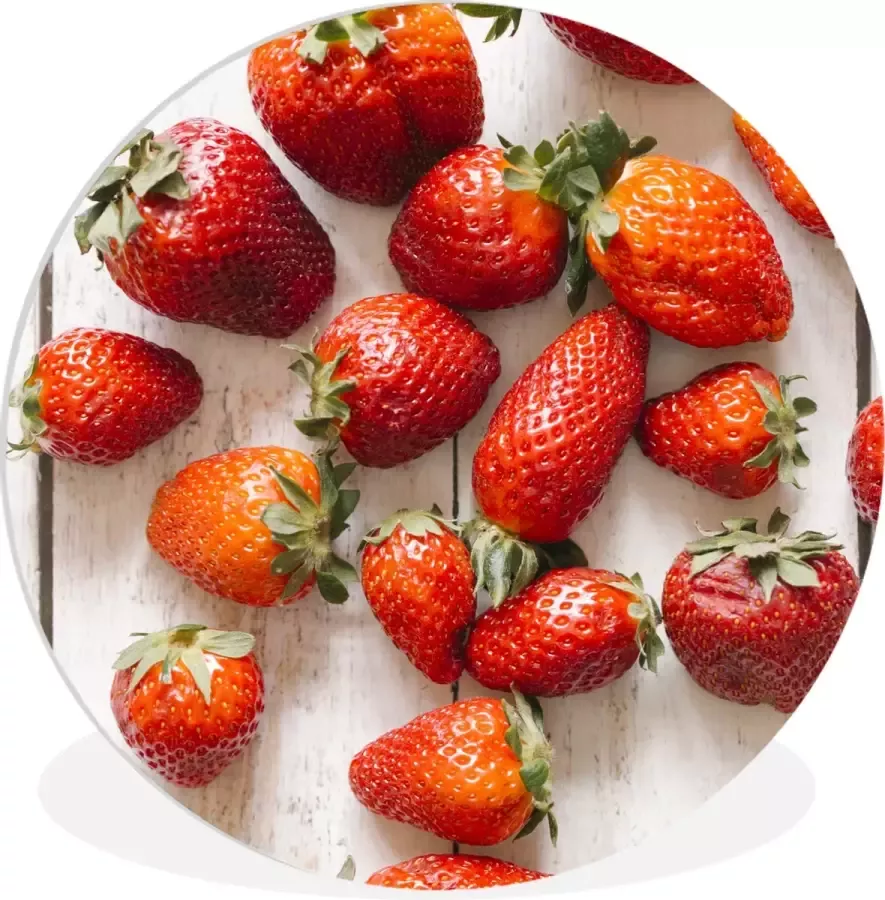 WallCircle Wandcirkel ⌀ 90 Aardbei Fruit Tafel Ronde schilderijen woonkamer Wandbord rond Muurdecoratie cirkel Kamer decoratie binnen Wanddecoratie muurcirkel Woonaccessoires
