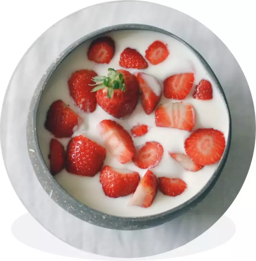 WallCircle Wandcirkel ⌀ 90 Aardbei Kom Tafel Ronde schilderijen woonkamer Wandbord rond Muurdecoratie cirkel Kamer decoratie binnen Wanddecoratie muurcirkel Woonaccessoires