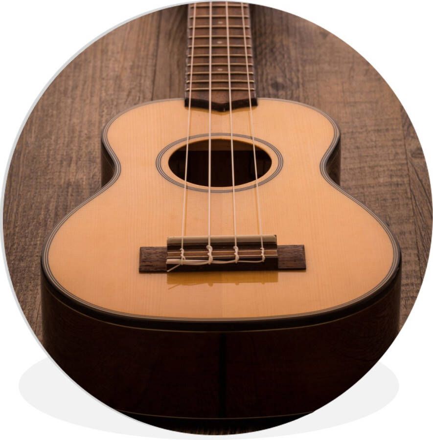 WallCircle Wandcirkel Muurcirkel Binnen Akoestische gitaar op een houten tafel 30x30 cm Wanddecoratie Ronde Schilderijen