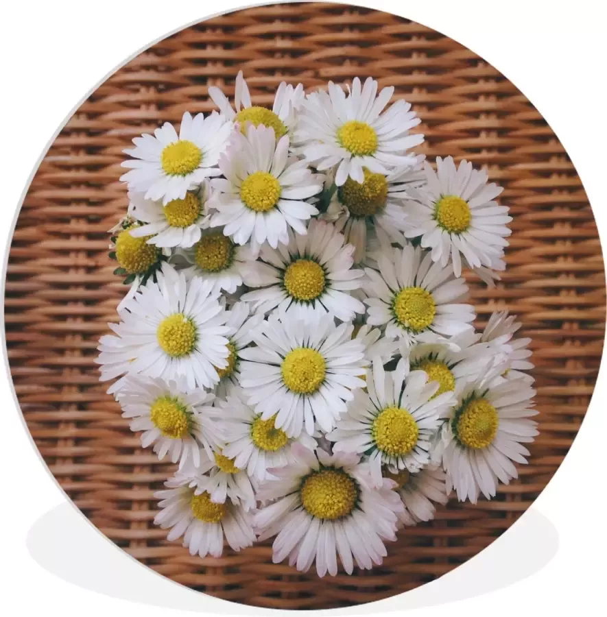 WallCircle Wandcirkel ⌀ 90 Boekt van madeliefjes op een stoel Ronde schilderijen woonkamer Wandbord rond Muurdecoratie cirkel Kamer decoratie binnen Wanddecoratie muurcirkel Woonaccessoires