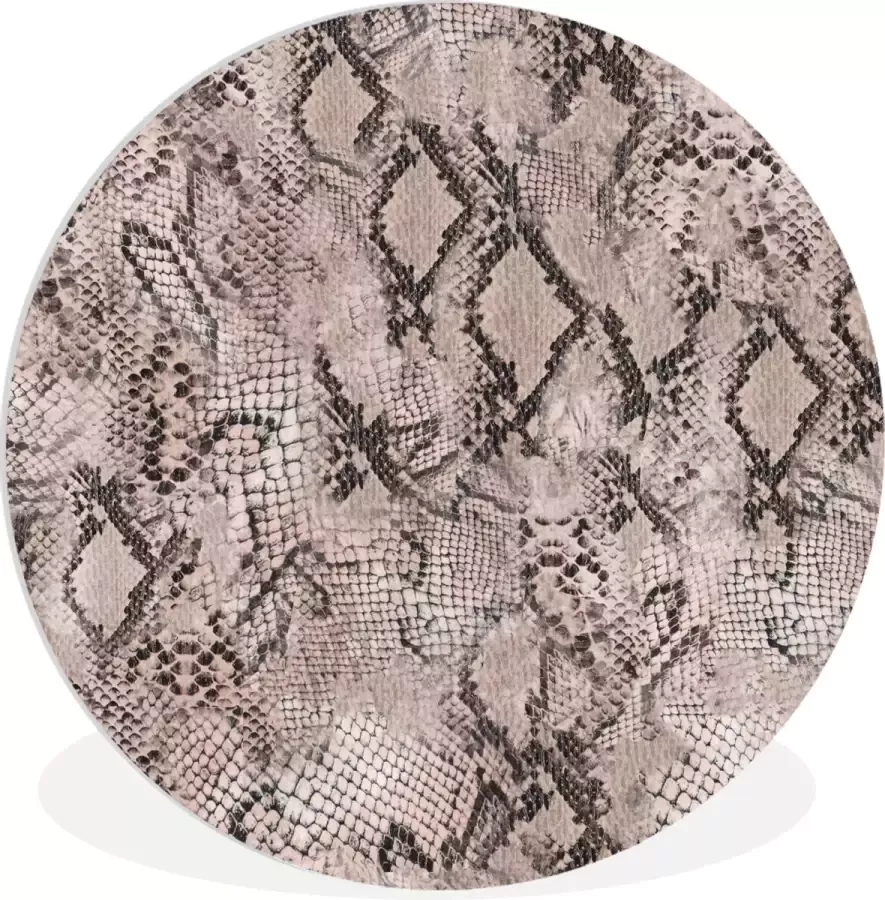 WallCircle Wandcirkel ⌀ 90 Dierenhuid Slang Schubben Grijs Ronde schilderijen woonkamer Wandbord rond Muurdecoratie cirkel Kamer decoratie binnen Wanddecoratie muurcirkel Woonaccessoires